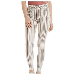 American Eagle Size 4 Striped Off White Skinny Jeans Stretch Mid Rise Pants